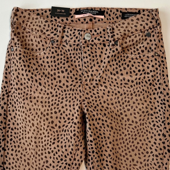 NWT Scotch & Soda La Bohemienne Skinny Mid-rise Cheetah Print Jeans W26 L30 - Picture 4 of 8